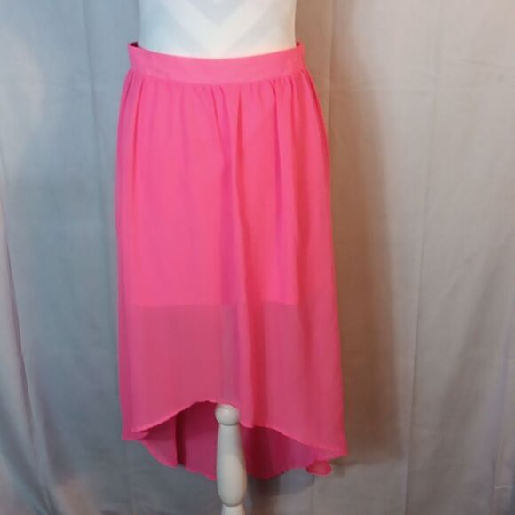 Neon Pink High Low Skirt - Picture 6 of 6